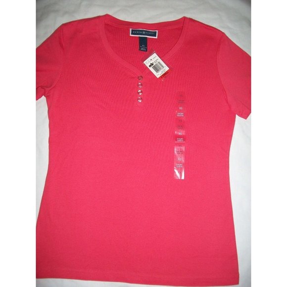 Macy's Karen Scott Henley Woman's Coral Short XS - Picture 2 of 12